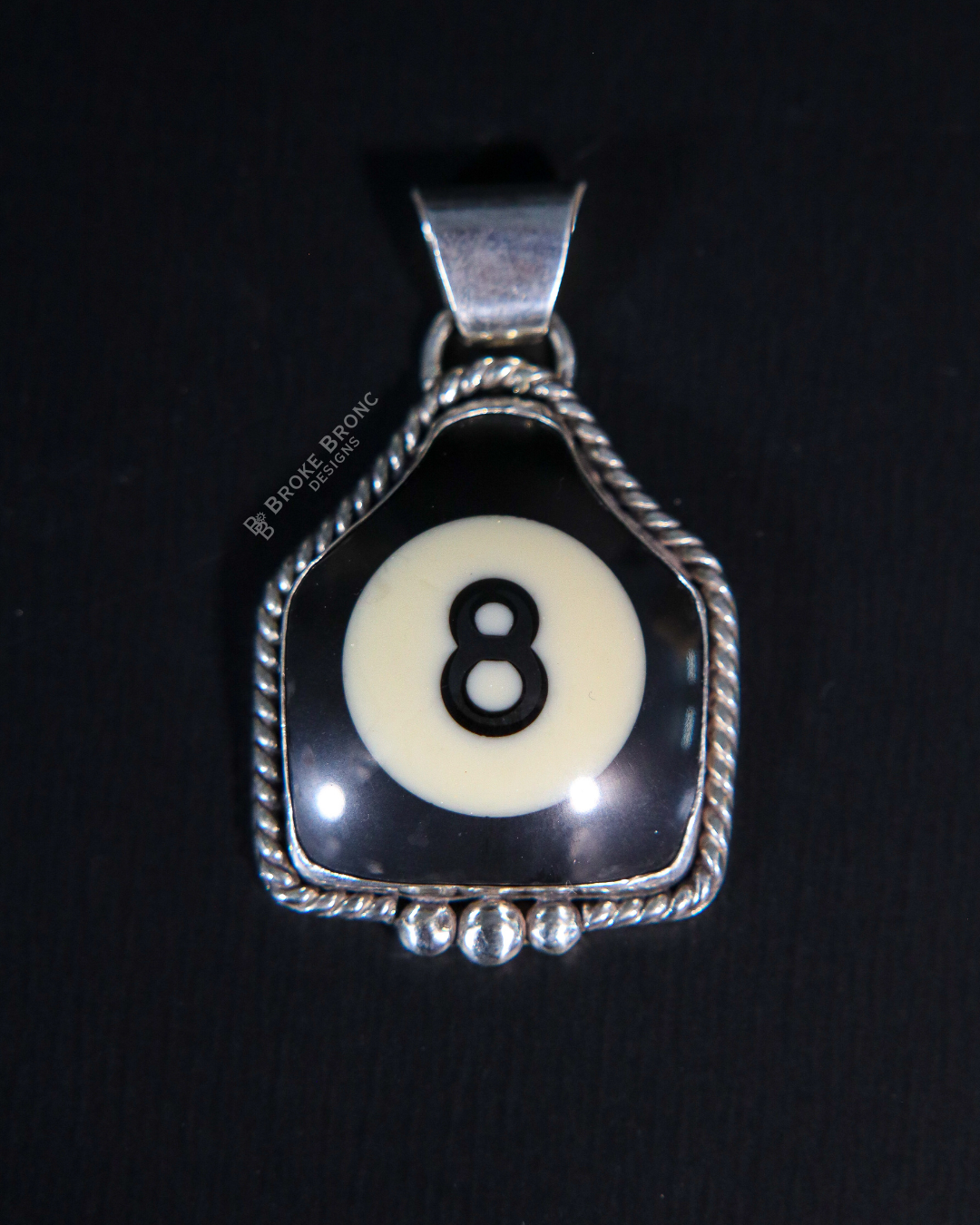 8 Ball Billiard .925 Sterling Silver Pendant