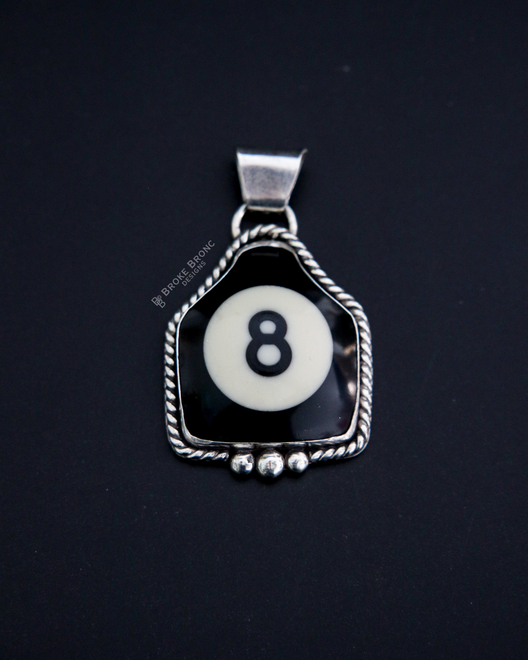 8 Ball Billiard .925 Sterling Silver Pendant