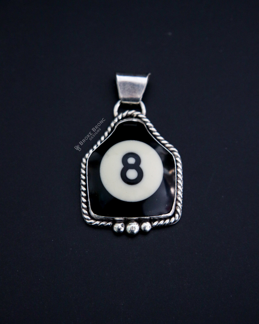 8 Ball Billiard .925 Sterling Silver Pendant
