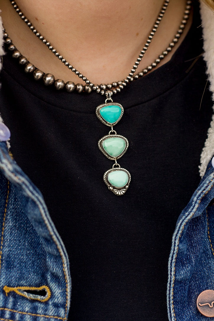 3 Tier Lone Mountain Turquoise Pendant