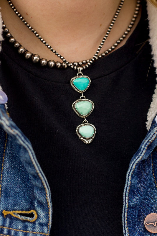 3 Tier Lone Mountain Turquoise Pendant