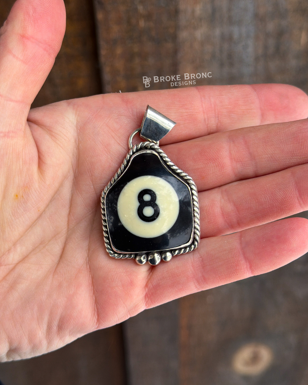 8 Ball Billiard .925 Sterling Silver Pendant