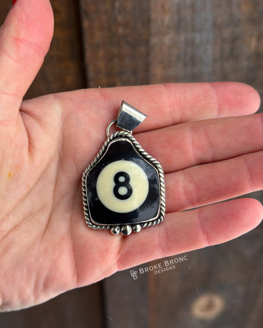8 Ball Billiard .925 Sterling Silver Pendant