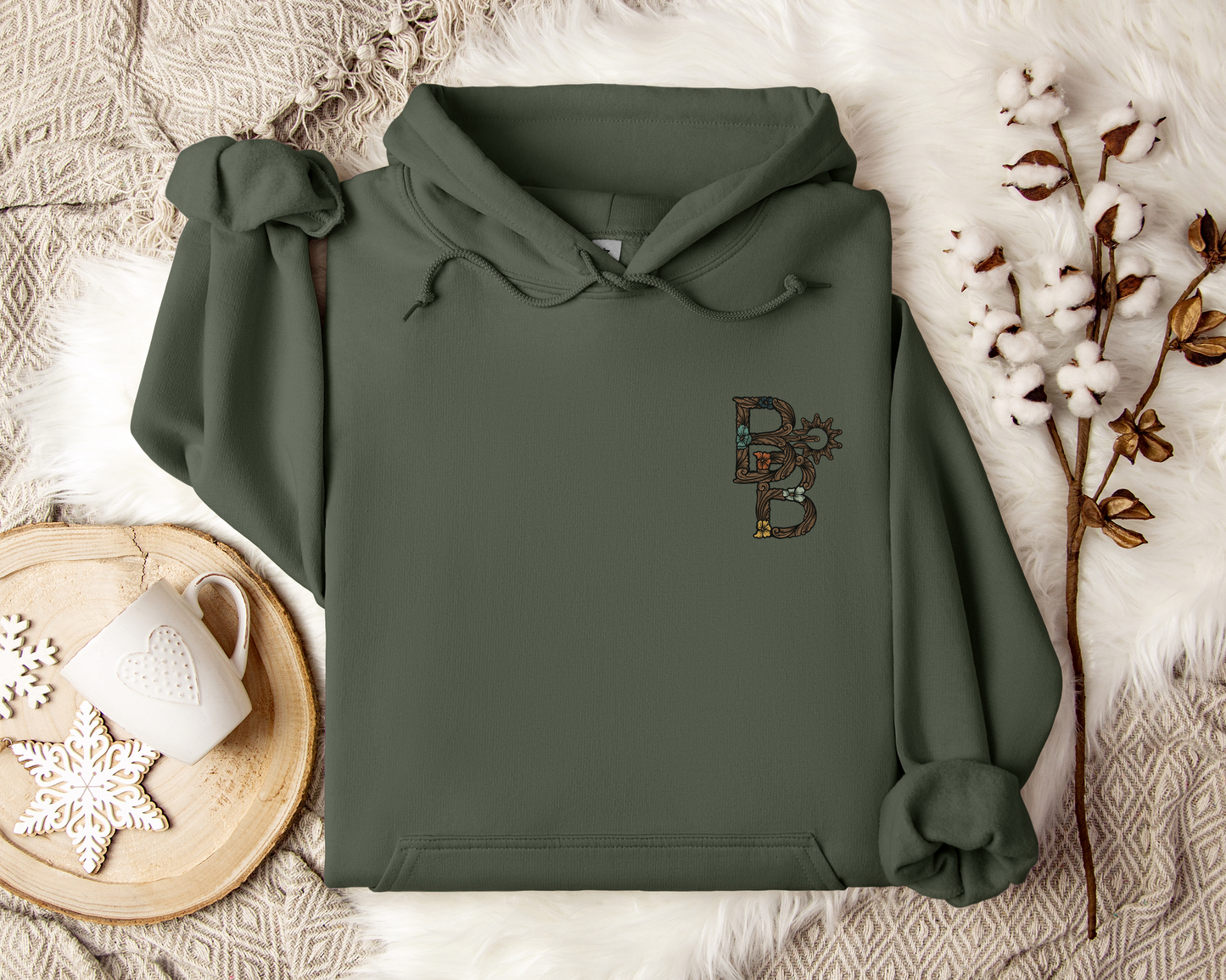 Tooled BB Designs Cattle Brand Corner Logo Unisex Hoodie