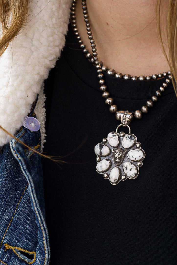 White Buffalo Cluster Pendant