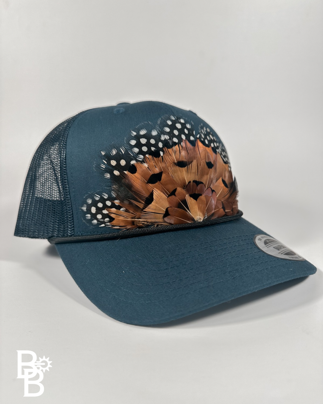 Navy Feather Trucker Hat