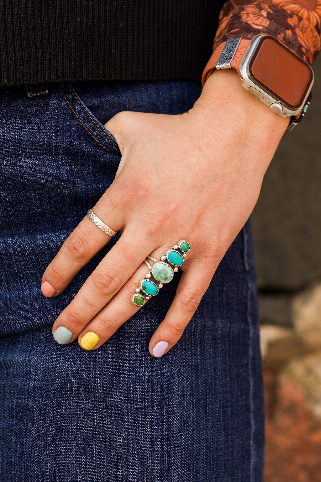 White Water & Sonoran Mountain Turquoise Ring (Size 7)