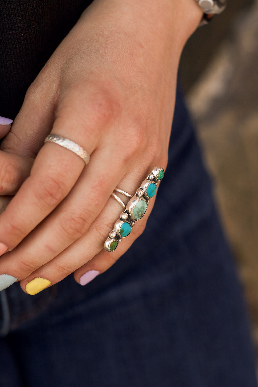 White Water & Sonoran Mountain Turquoise Ring (Size 7)