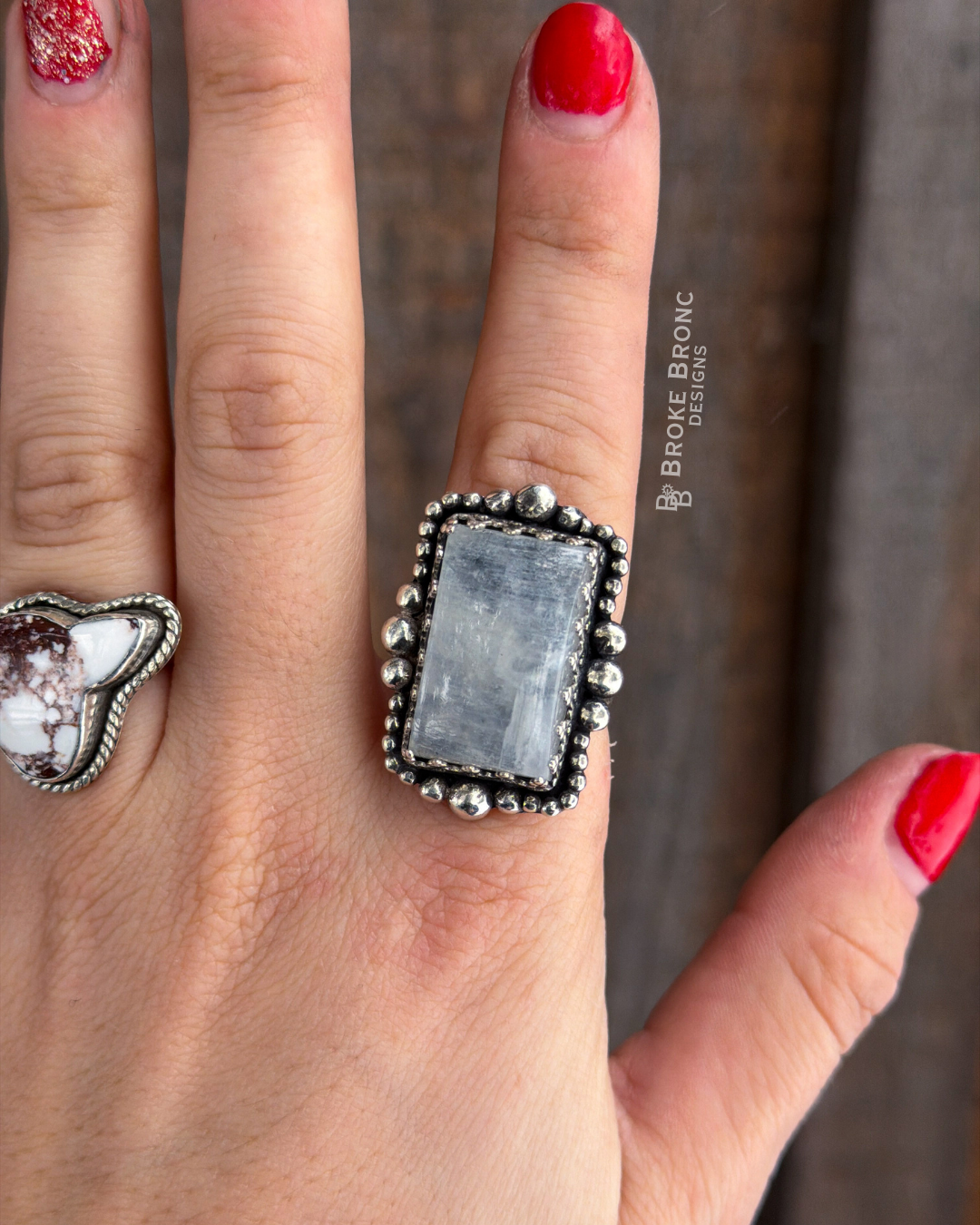 Rainbow Moonstone Sterling Silver Ring - Size 7.5