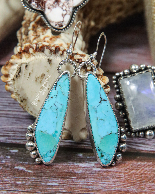 Kingman Turquoise Sterling Silver Drop Earrings