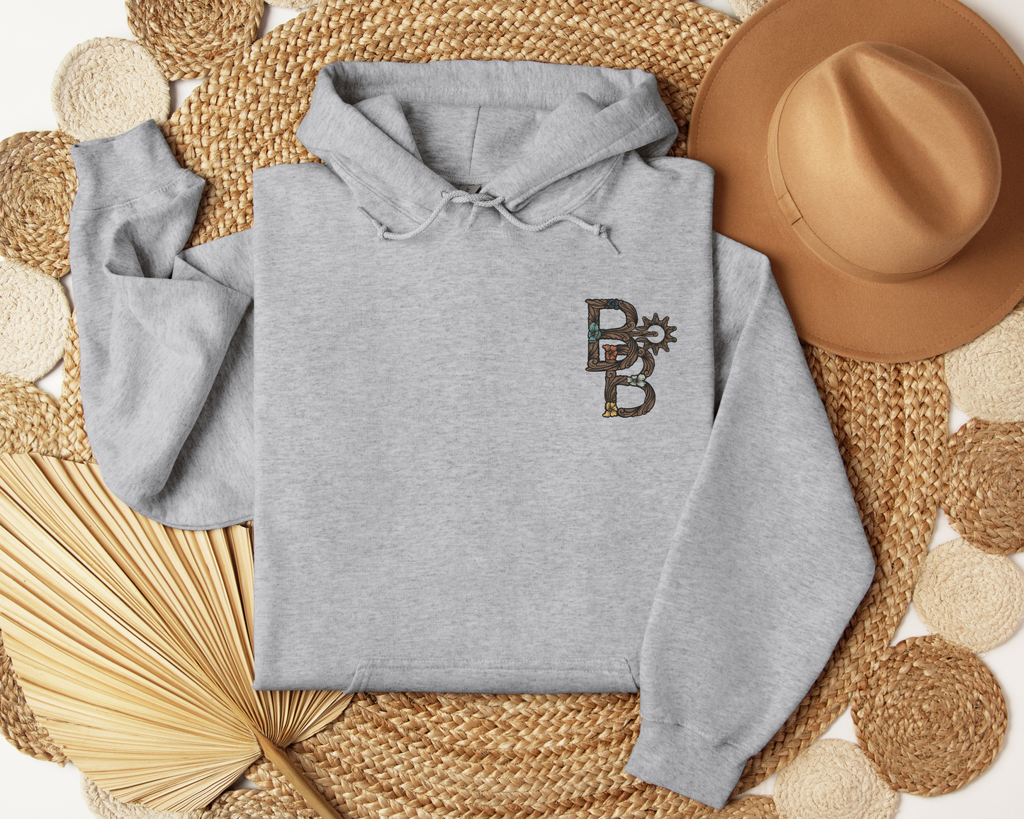 Tooled BB Designs Cattle Brand Corner Logo Unisex Hoodie