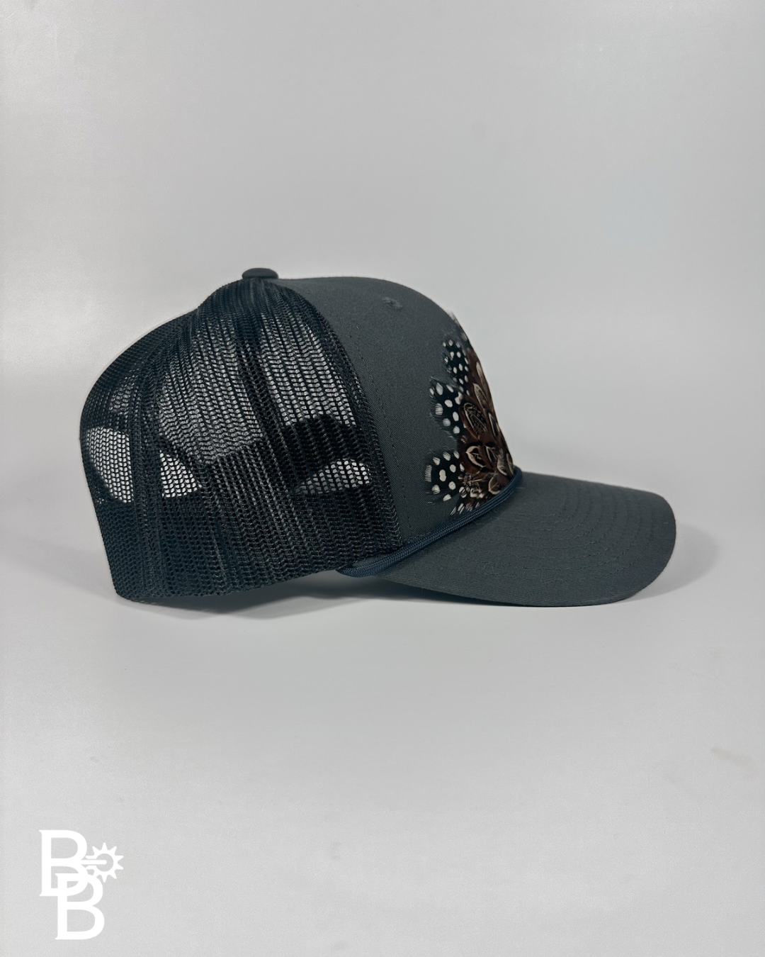 Navy Feather Trucker Hat