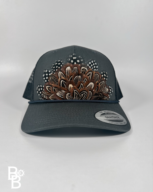 Navy Feather Trucker Hat