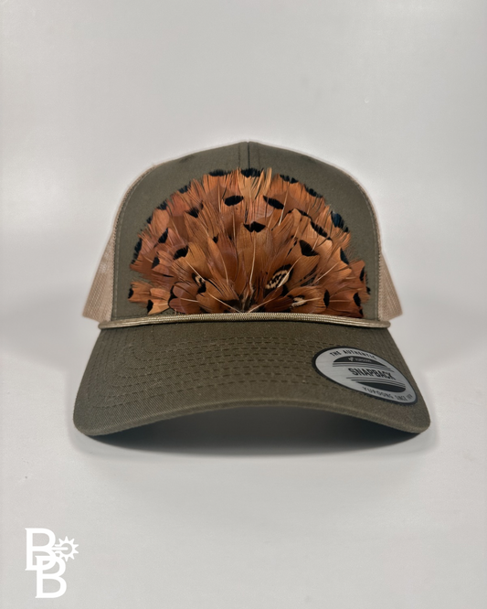Moss Green/Khaki Feather Trucker Hat