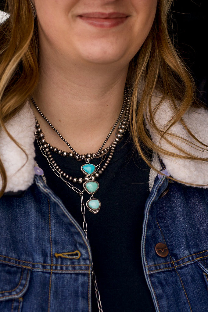 3 Tier Lone Mountain Turquoise Pendant