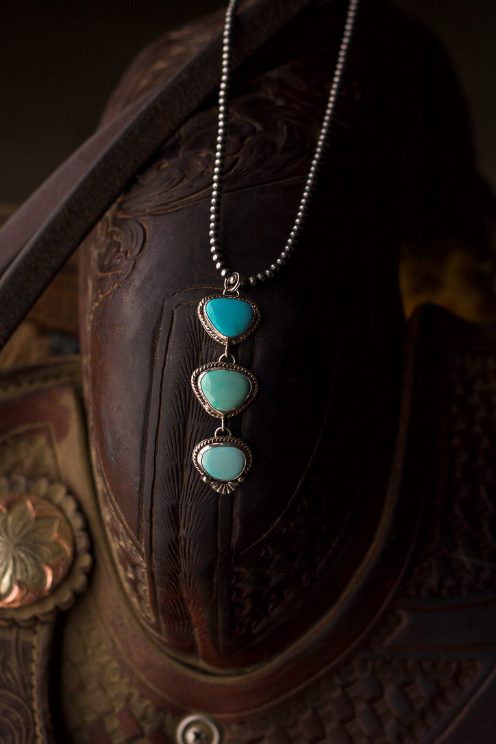 3 Tier Lone Mountain Turquoise Pendant