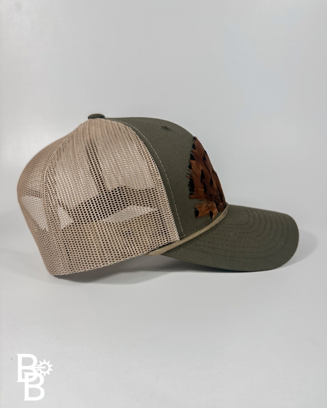 Moss Green/Khaki Feather Trucker Hat