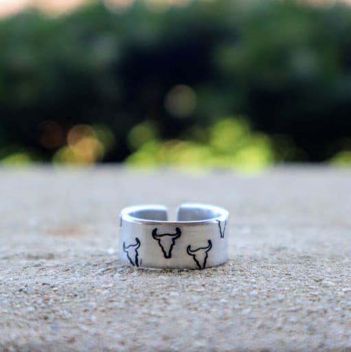 Longhorn Wide Stamped Ring