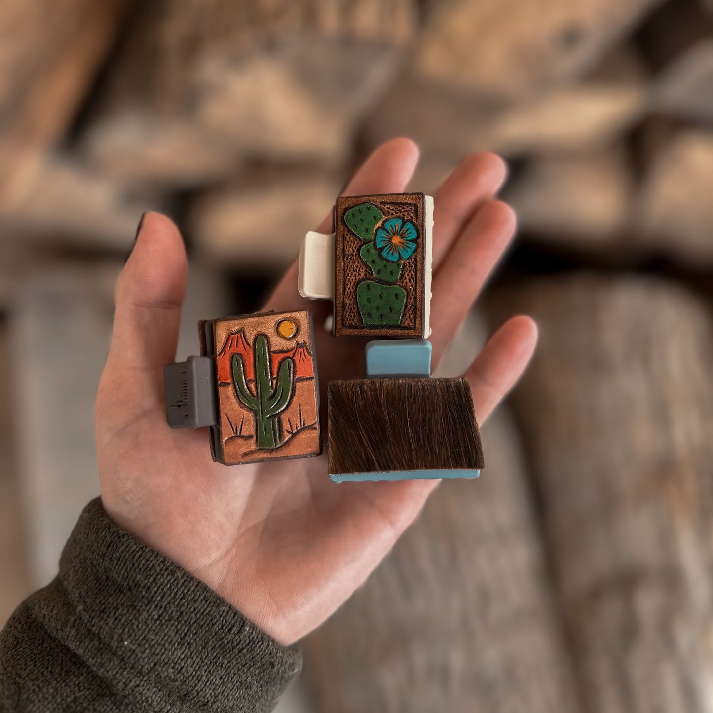 Mini Leather Hair Clips