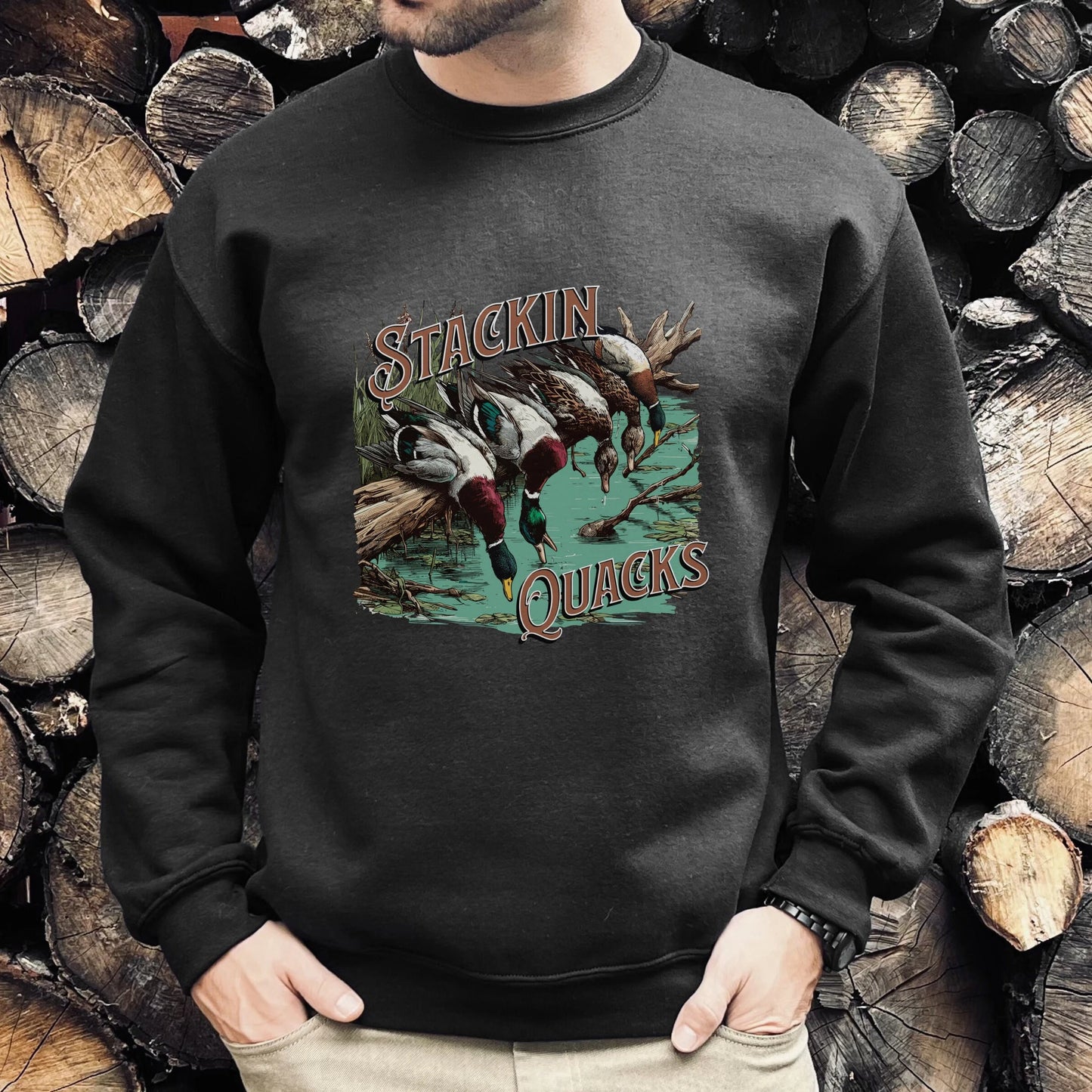 Stackin Quacks Crewneck Unisex Sweatshirt
