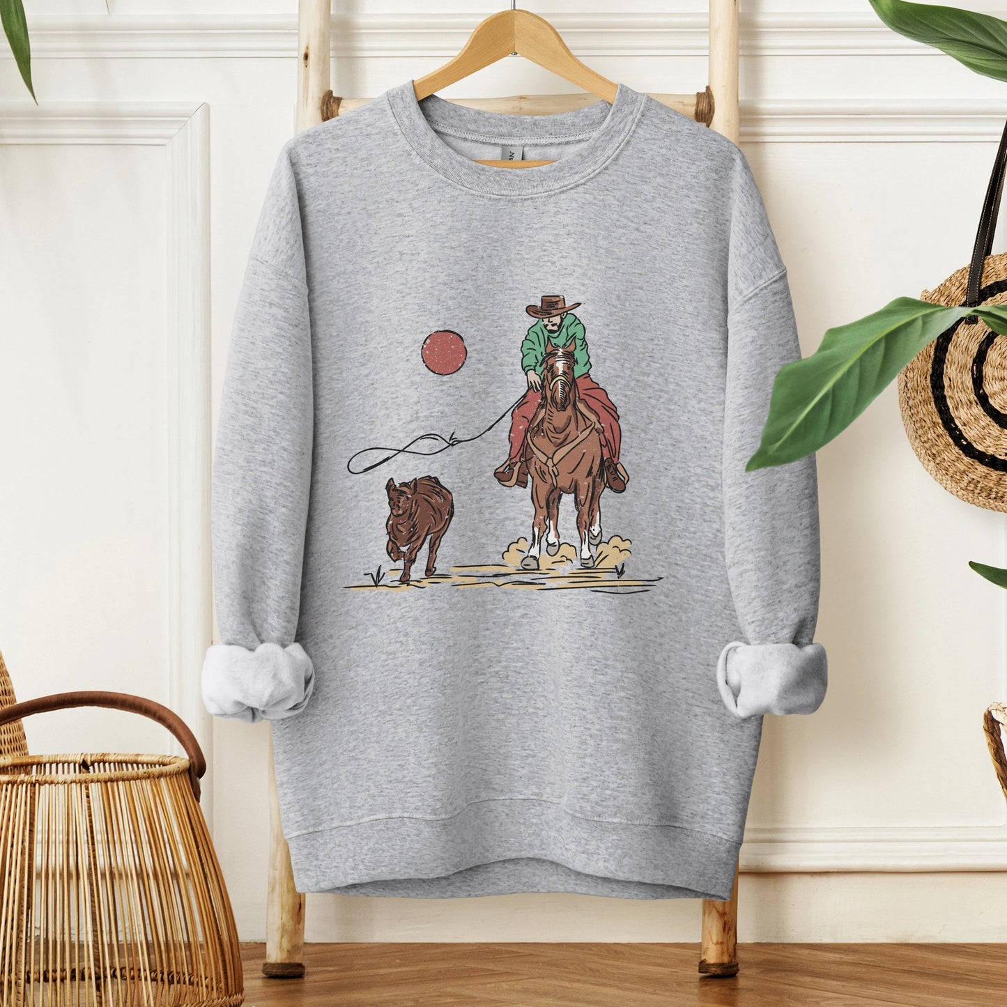 Roping Cowboy Crewneck Unisex Sweatshirt