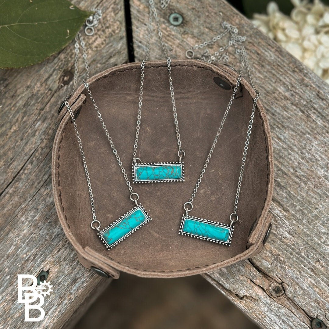 Rustic Western Turquoise Bar Necklace