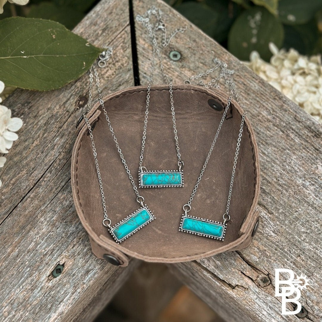 Rustic Western Turquoise Bar Necklace