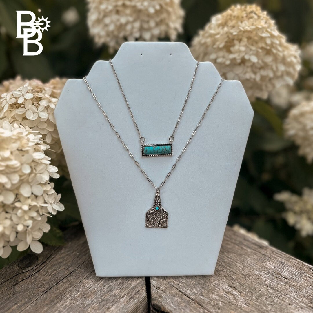 Rustic Western Turquoise Bar Necklace