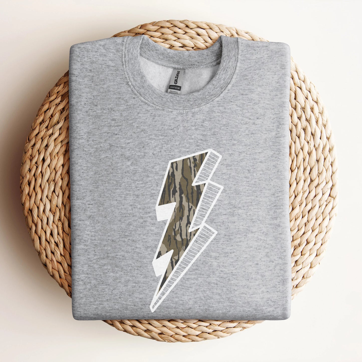 Camo Lightning Bolt Graphic Unisex Crewneck