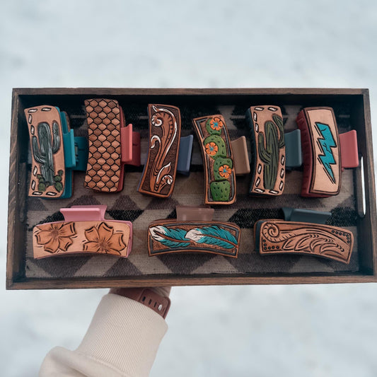 Medium Leather Hair Clips