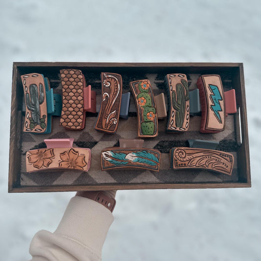 Medium Leather Hair Clips