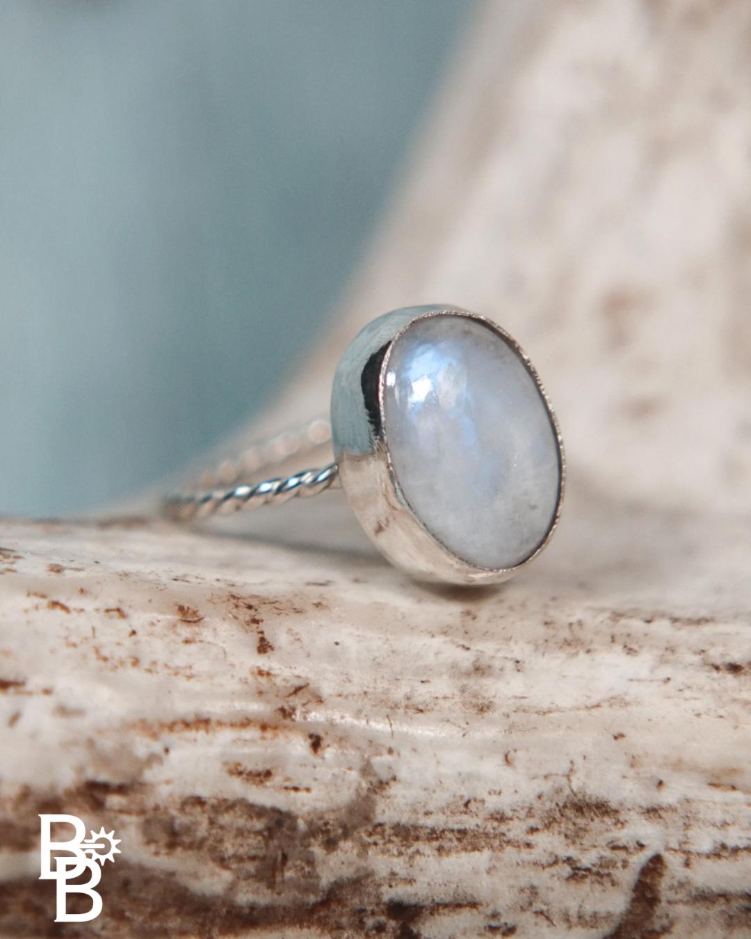 Rainbow Moonstone Ring (Size 7)
