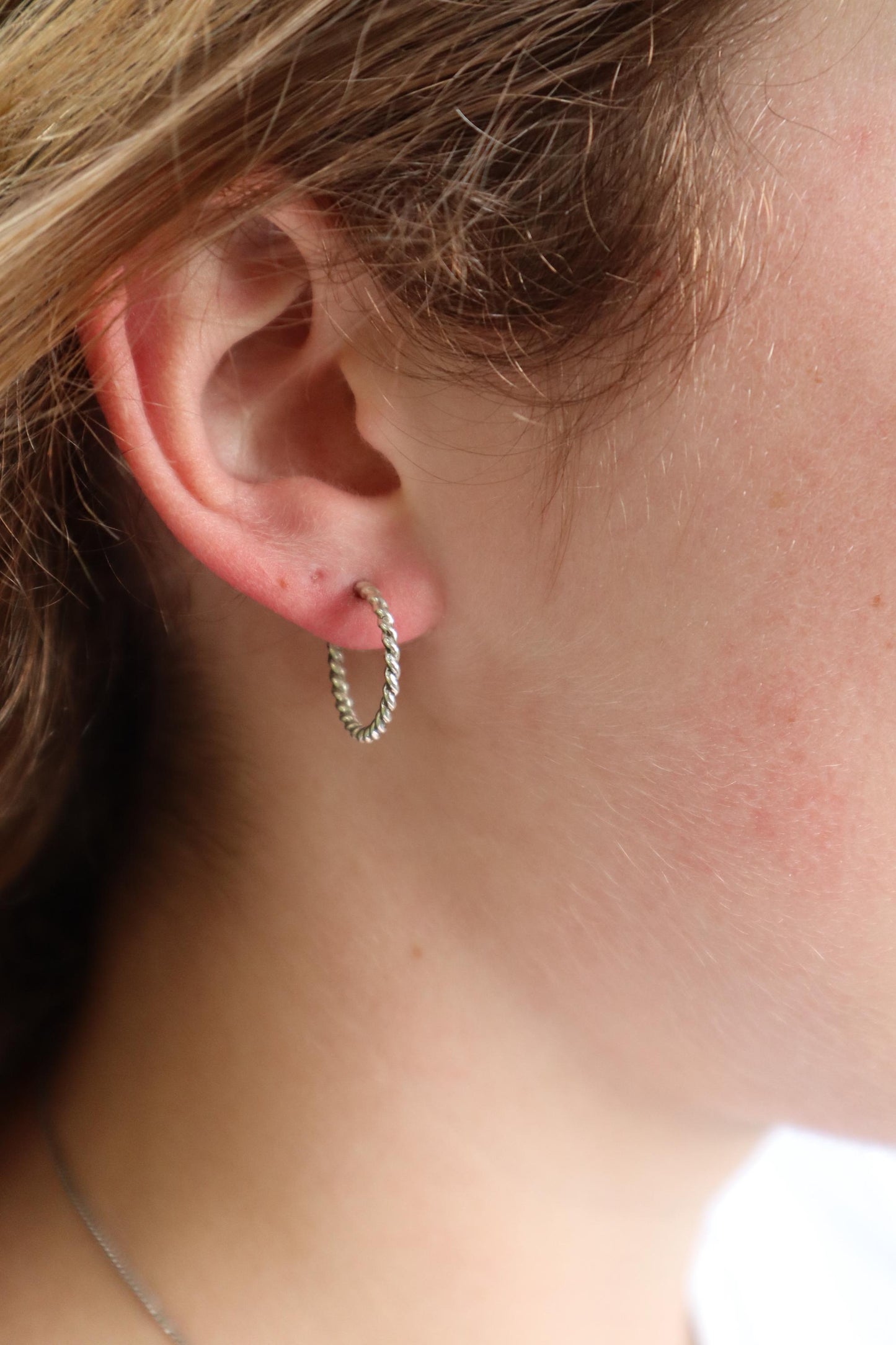 Sterling Silver Twist 15mm Hoop Earrings