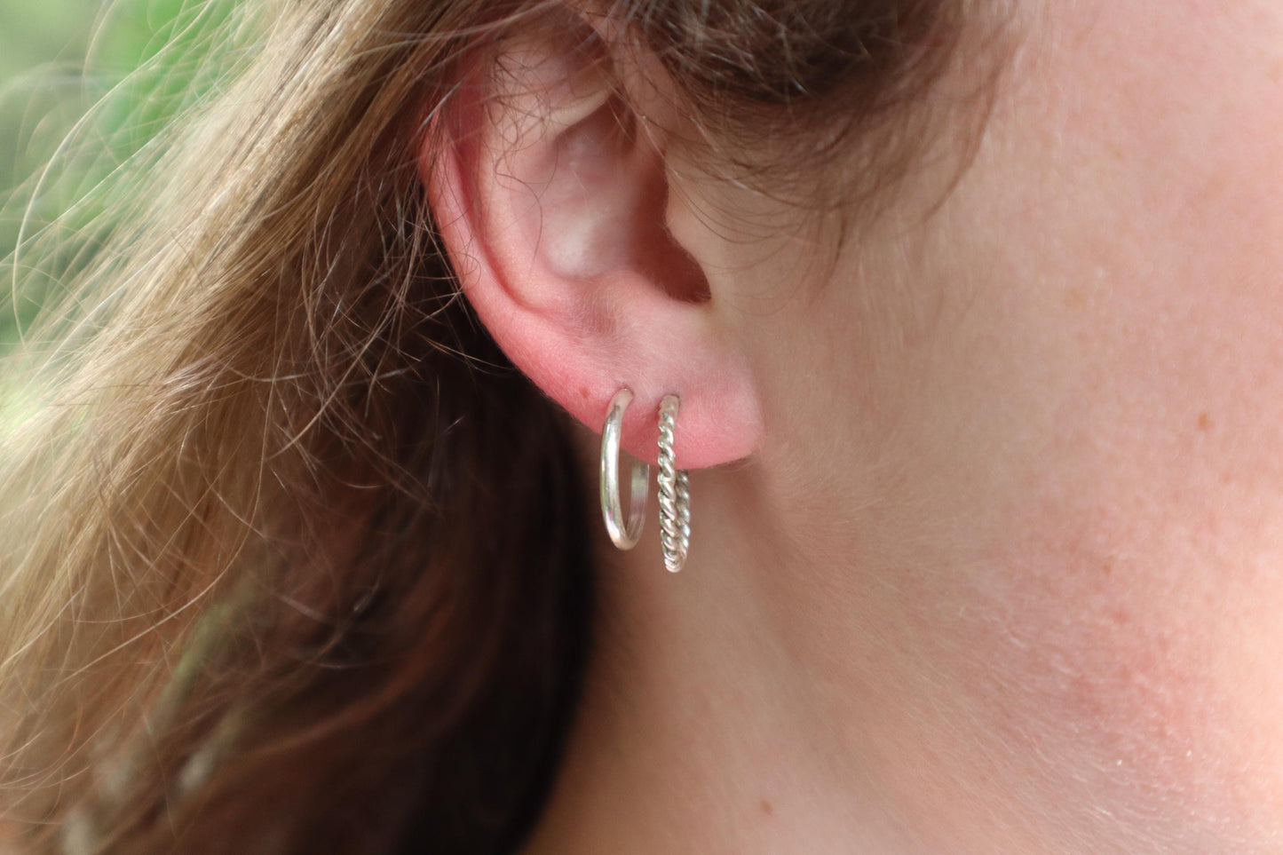 Sterling Silver Twist 15mm Hoop Earrings