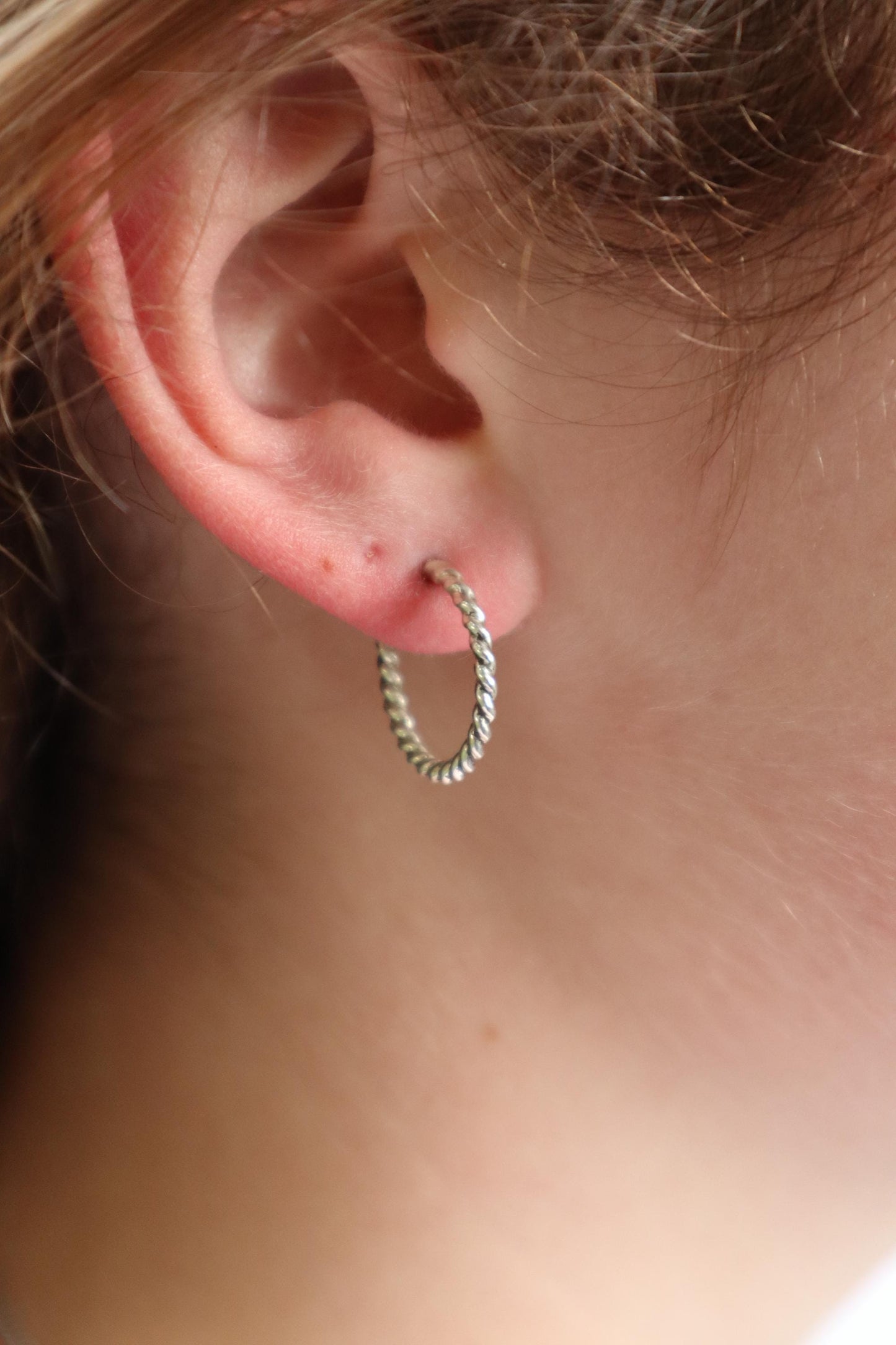 Sterling Silver Twist 15mm Hoop Earrings