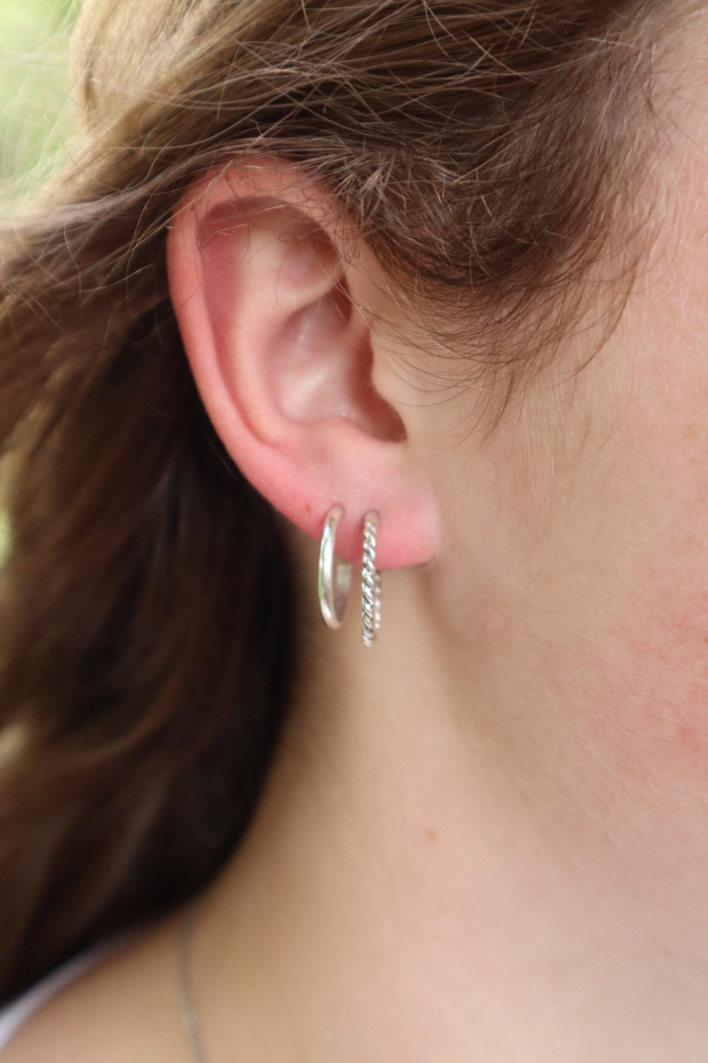 Sterling Silver Twist 15mm Hoop Earrings