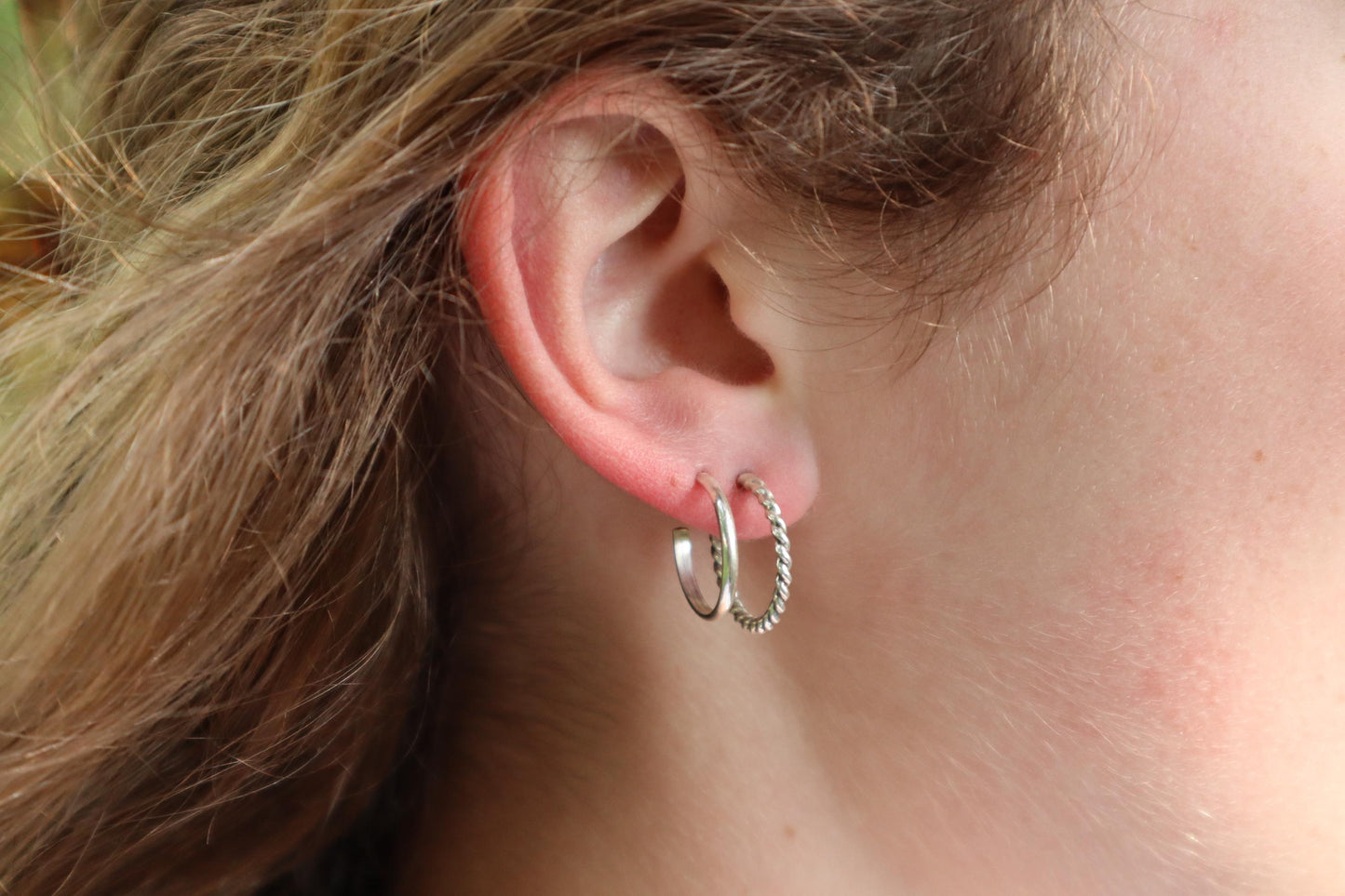 Sterling Silver Twist 15mm Hoop Earrings