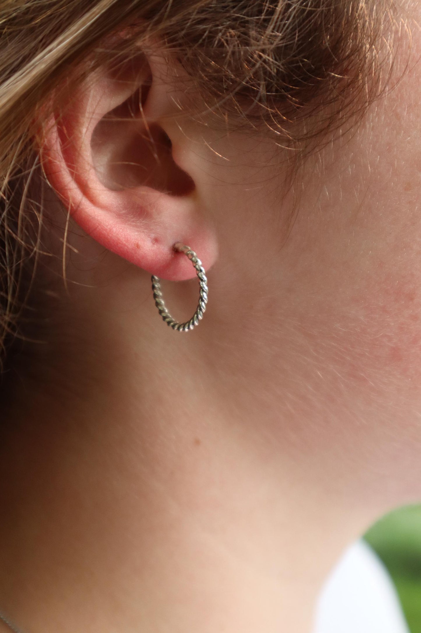 Sterling Silver Twist 15mm Hoop Earrings