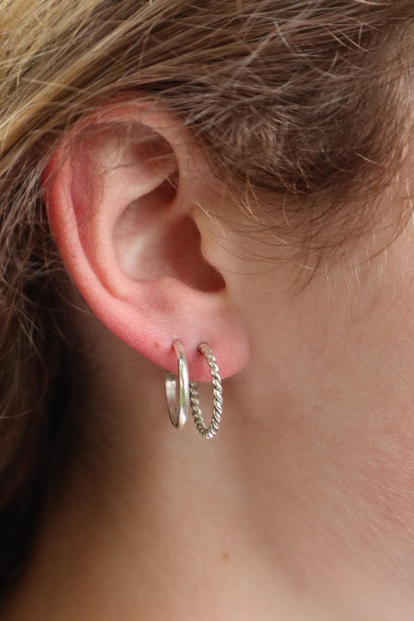 Sterling Silver Twist 15mm Hoop Earrings