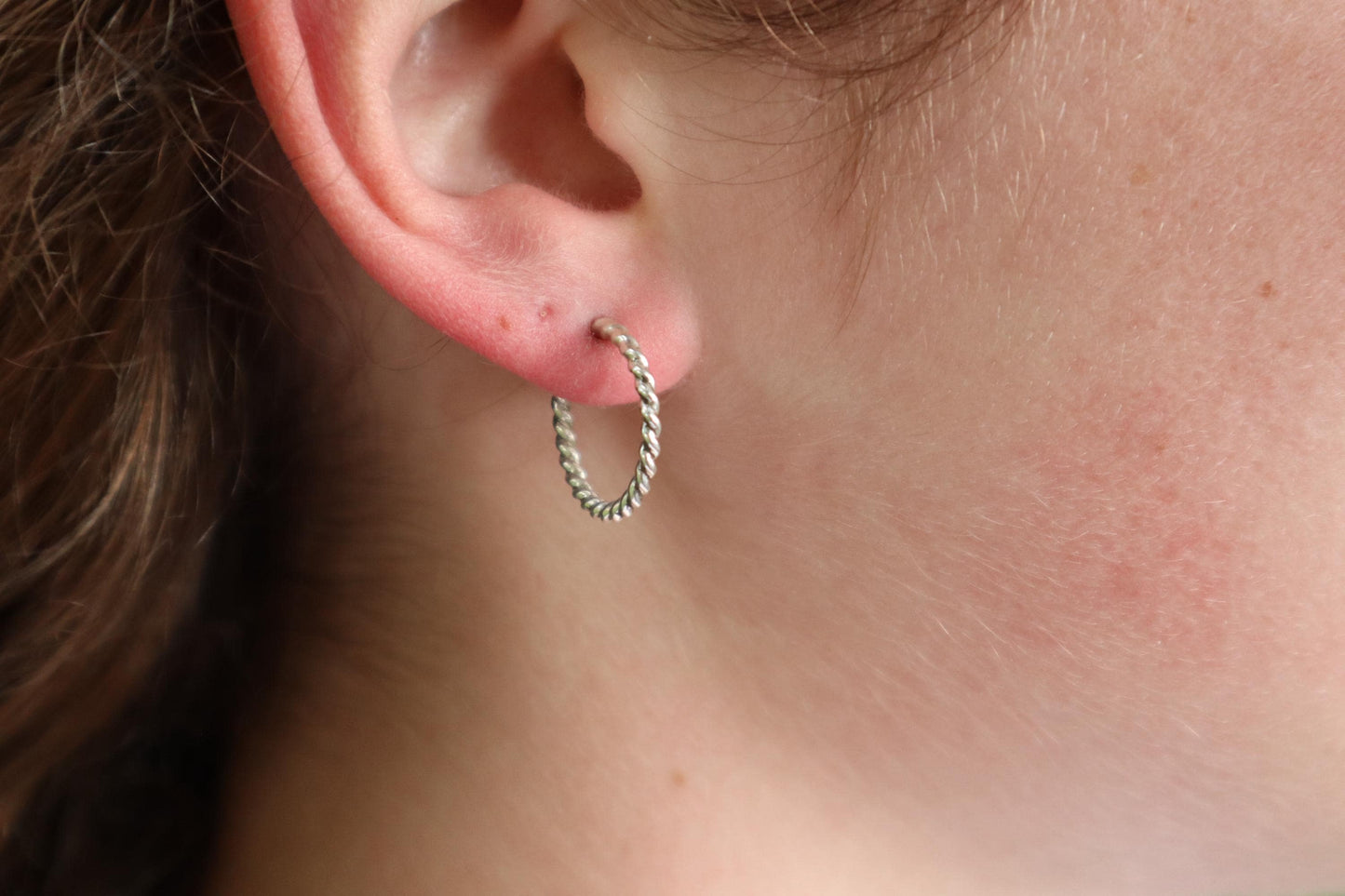 Sterling Silver Twist 15mm Hoop Earrings