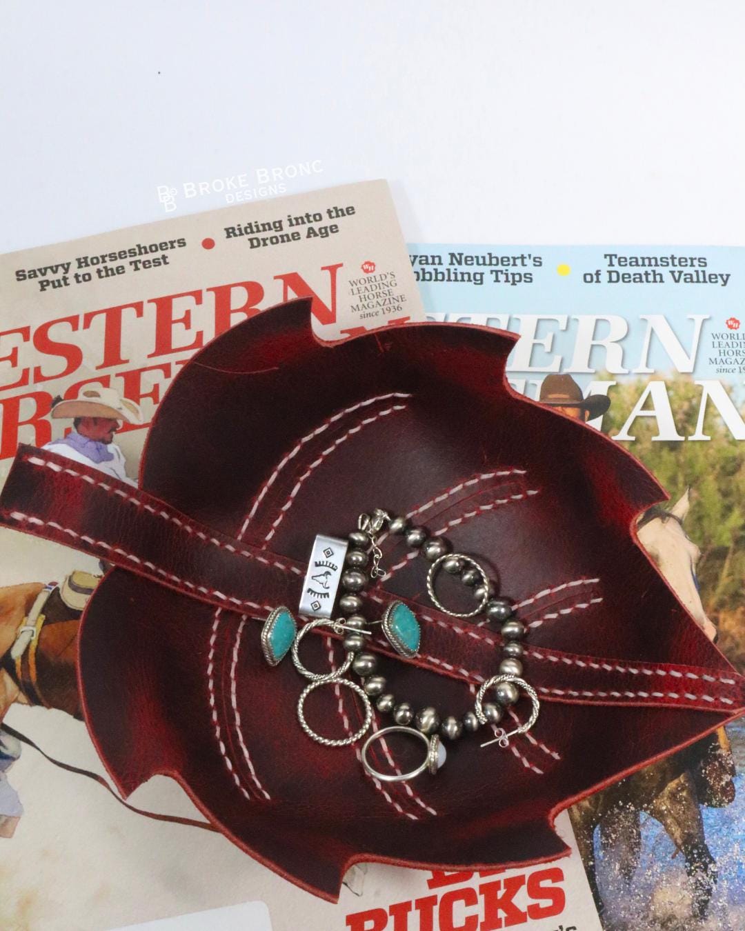 Handmade Leather Leaf Jewelry Tray