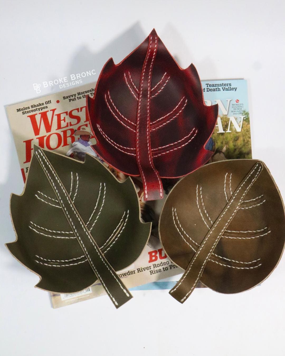 Handmade Leather Leaf Jewelry Tray