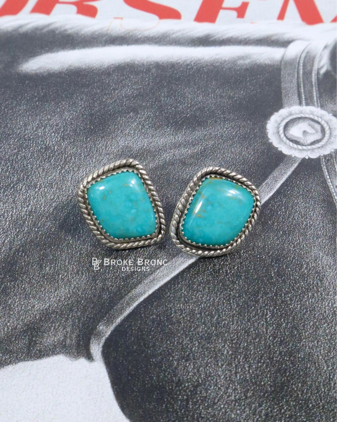 Carico Lake Turquoise Sterling Silver Stud Earrings
