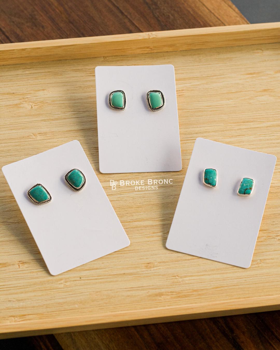Carico Lake Turquoise Sterling Silver Stud Earrings
