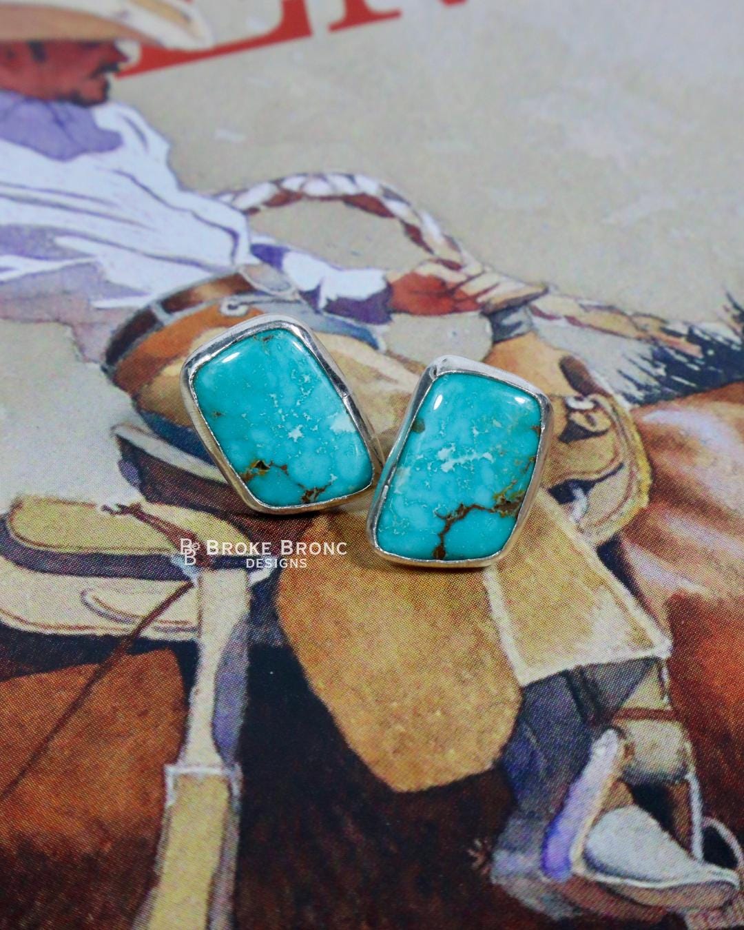 Carico Lake Turquoise Sterling Silver Stud Earrings