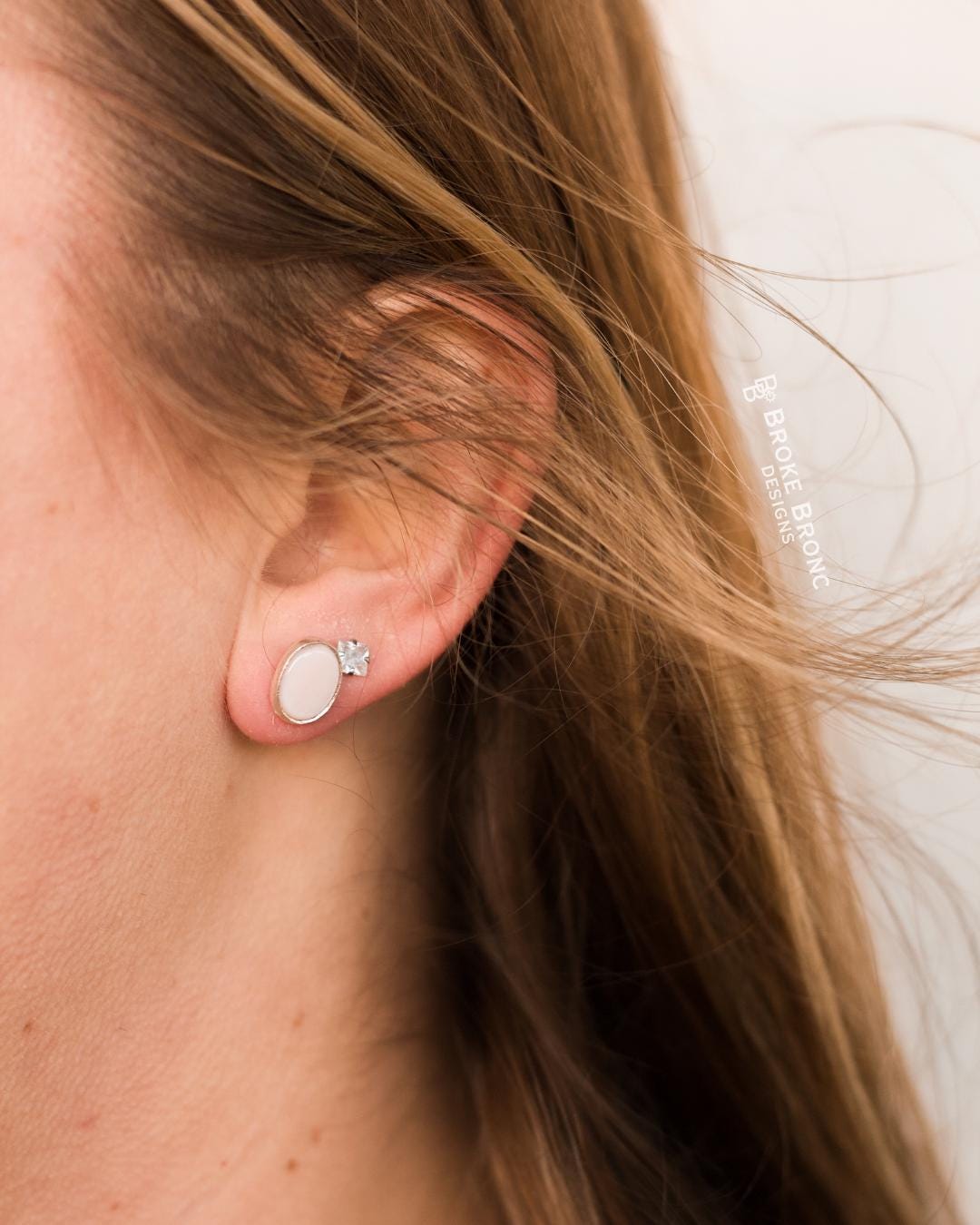 Mississippi Pink Shell 8x10mm Sterling Silver Stud Earrings