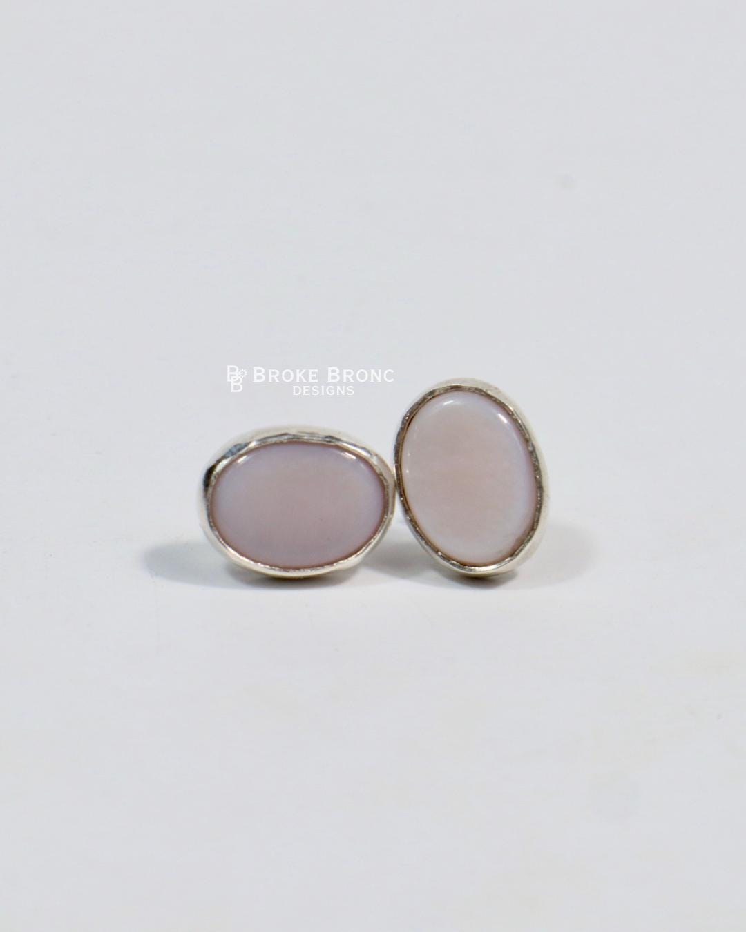 Mississippi Pink Shell 8x10mm Sterling Silver Stud Earrings