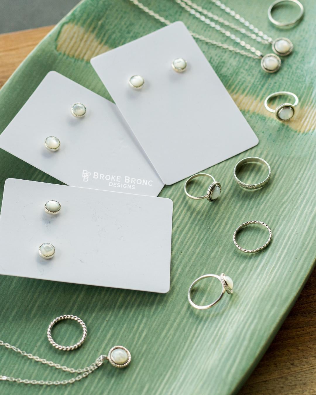 Mother of Pearl Sterling Silver Stud Earrings