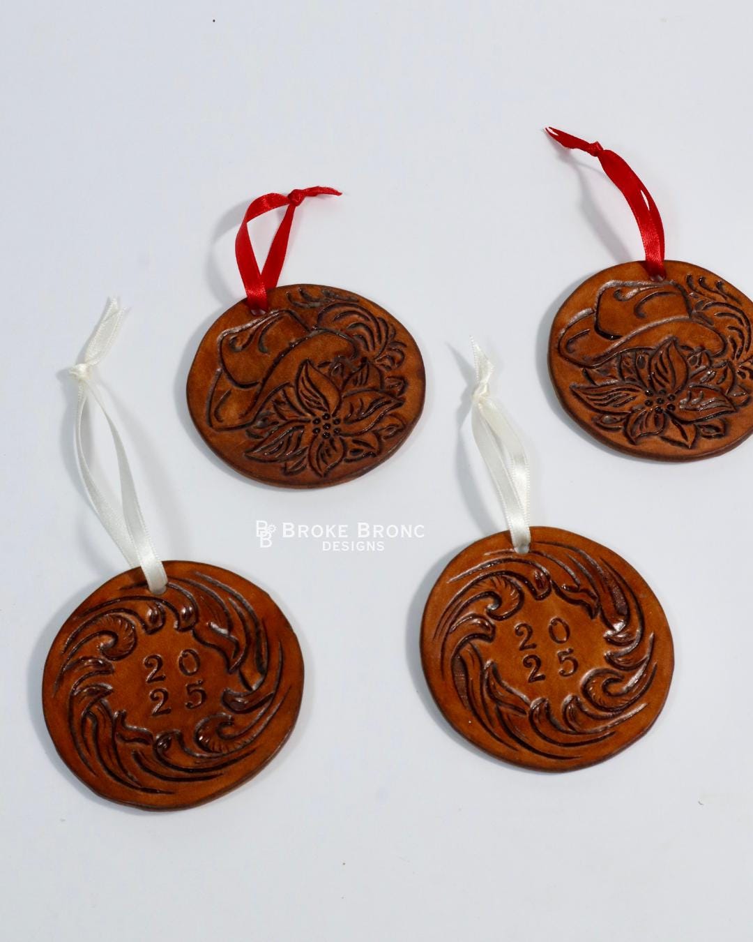 Tooled Leather Christmas Ornaments