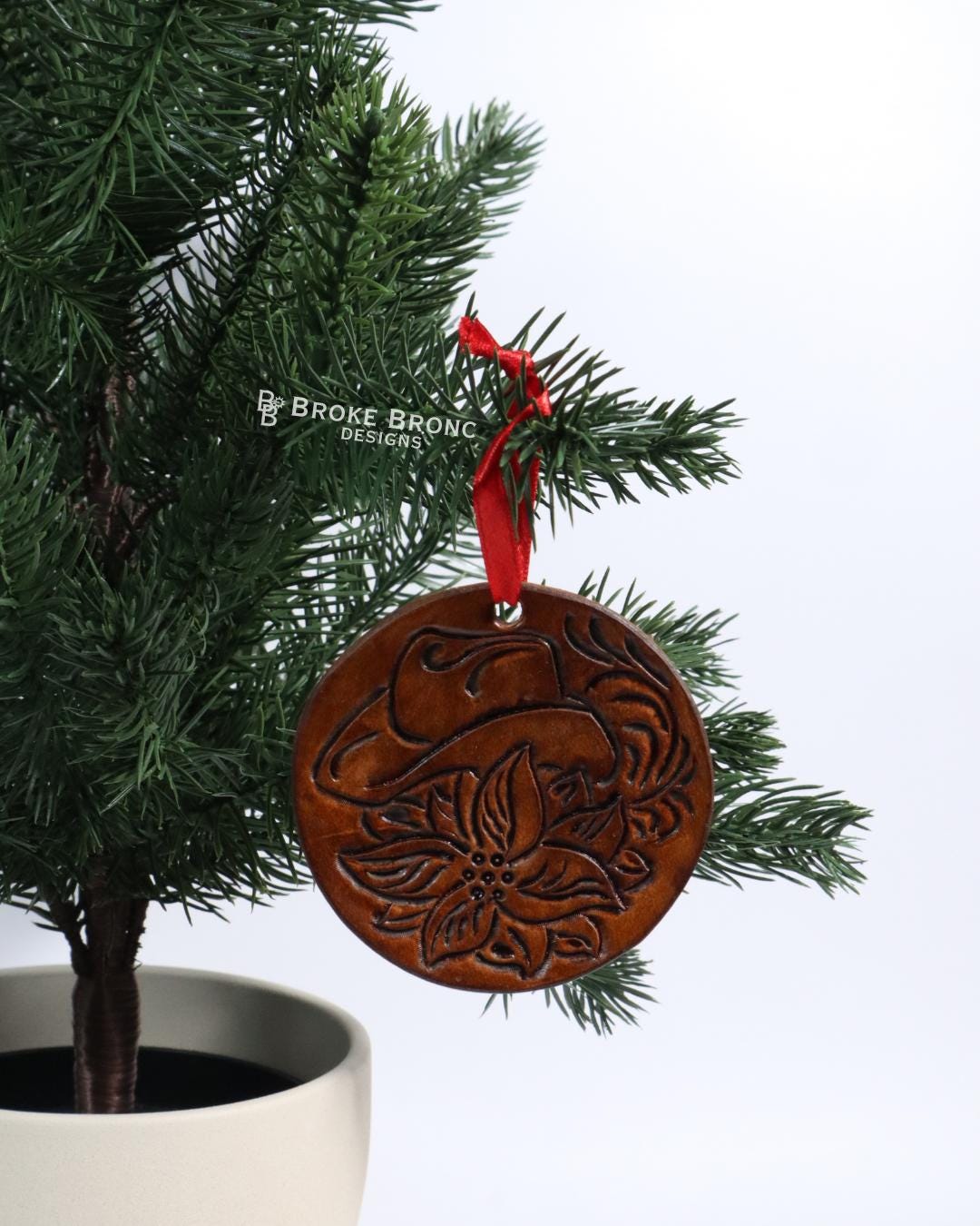 Tooled Leather Christmas Ornaments